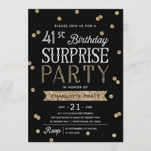 Glitter Confetti Surprise Party Invision ANY AGE Kaart
