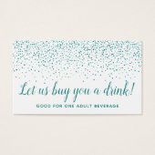 Glitter Confetti Turquoise Stippen Bruiloft Drankk Visitekaartjes (Voorkant)