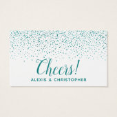 Glitter Confetti Turquoise Stippen Bruiloft Drankk Visitekaartjes (Achterkant)