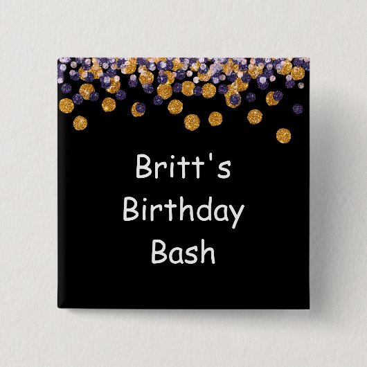 Glitter Confetti Vierkante Button 5,1 Cm (Voorkant)
