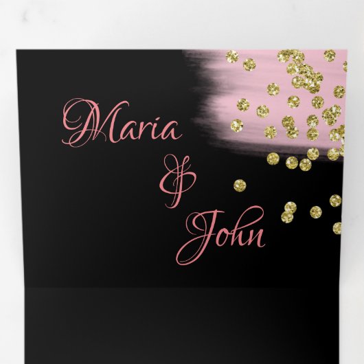 Glitter Confetti Wedding Drieluik Uitnodiging (Binnenzijde eerst)