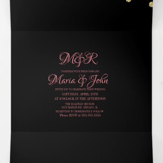 Glitter Confetti Wedding Drieluik Uitnodiging (Binnenkant midden)