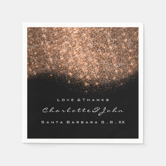 Glitter Copper Black White Servet (Voorkant)