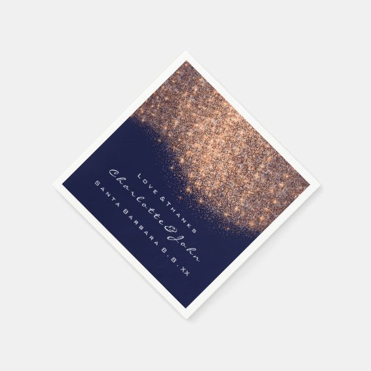 Glitter Copper Blue Navy White Servet (Hoek)