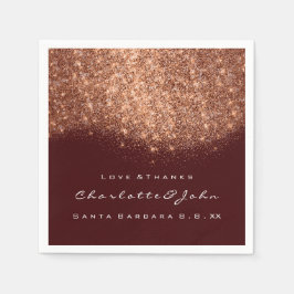 Glitter Copper Bourgondië Wit Dank u Naam Servetten