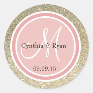 Glitter & Coral Pink Weddenschap Ronde Sticker