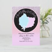 Glitter Cotton Snoep Birthday Party Pink Blue Kaart (Staand voorkant)