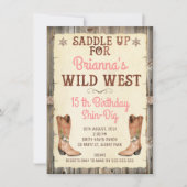 Glitter Cowgirl Wild West Verjaardag Uitnodiging (Voorkant)