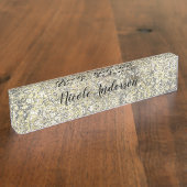 Glitter Crackle Moderne Chic Glam Sparkle Naambordje (Zijkant)