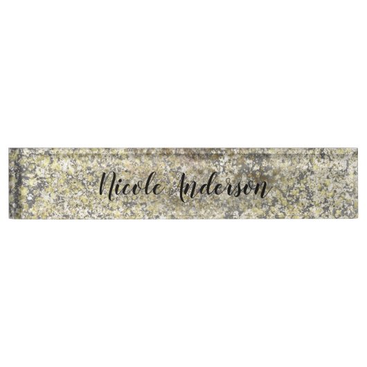 Glitter Crackle Moderne Chic Glam Sparkle Naambordje (Voorkant)