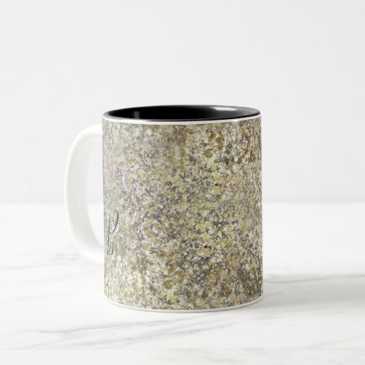 Glitter Crackle Moderne Chic Glam Sparkle Tweekleurige Koffiemok (Voorkant links)