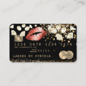 Glitter Credit Debit Card styling Glitter Gold lip Visitekaartje (Voorkant)