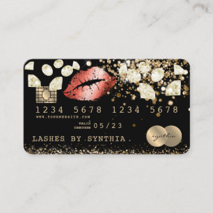 Glitter Credit Debit Card styling Glitter Gold lip Visitekaartje