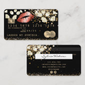 Glitter Credit Debit Card styling Glitter Gold lip Visitekaartje (Voorkant / Achterkant)