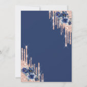 Glitter Crown Drop Blue Flowers Quinceañera Kaart (Achterkant)