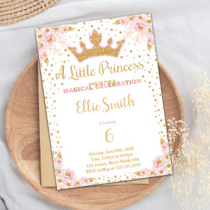Glitter Crown Party Uitnodigen voor Meisjes Kaart