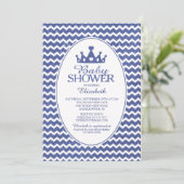 Glitter Crown Prince Boys Baby shower Uitnodiging (Staand voorkant)