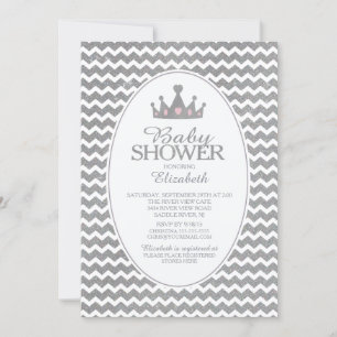 Glitter Crown Princess Baby shower Uitnodiging