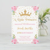 Glitter Crown Princess Birthday-uitnodigingen Kaart (Staand voorkant)
