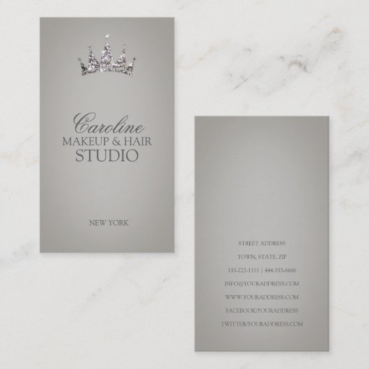 Glitter Crown Symbol Makeup & Hair Stylist Card Visitekaartje (Voorkant / Achterkant)
