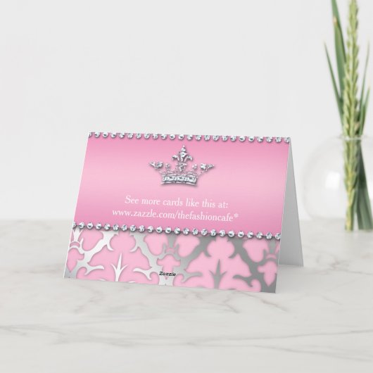 Glitter Crown Tufted Diamond Verjaardag Kaart (Achterkant)