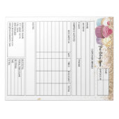 Glitter Cupcake Bakery Sales Form Receive Factuur Notitieblok (Voorkant)