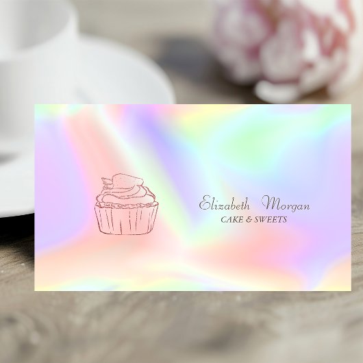 Glitter Cupcake Bakkerij Holographic Visitekaartje