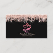 Glitter Cupcake Rose Gold Drips Bakery Black  Visitekaartje (Voorkant)