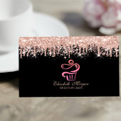 Glitter Cupcake Rose Gold Drips Bakery Black  Visitekaartje