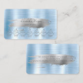 Glitter Cupcakes Zilveren Borstel Slag Blauw Metal Visitekaartje (Voorkant / Achterkant)