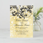 Glitter Curlicues op Faux Metallic Bokeh gold Kaart (Staand voorkant)