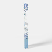 Glitter Custom Blue Floral - Aangepaste naam iPhone Hoesje (Linkerkant)