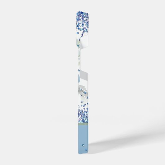 Glitter Custom Blue Floral - Aangepaste naam iPhone Hoesje (Linkerkant)