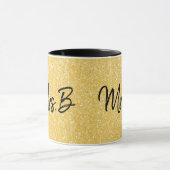 Glitter Custom Geel Goud Mrs Initiaal Mok (Midden)