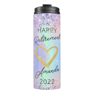 Glitter Custom Retirement Gift for her Thermal Tum Thermosbeker
