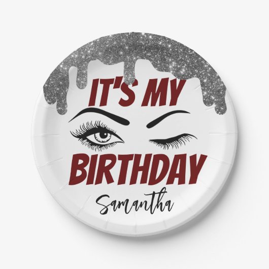 Glitter Cute Birthday 18th | 21e | 30e | 50e Papieren Bordje (Voorkant)