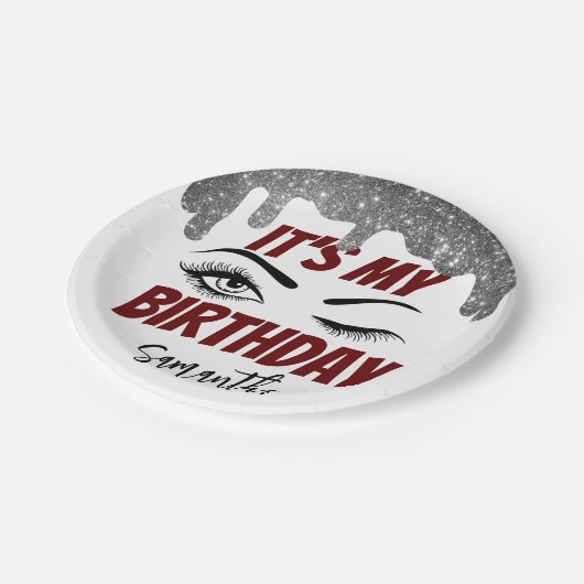 Glitter Cute Birthday 18th | 21e | 30e | 50e Papieren Bordje (Gekanteld)