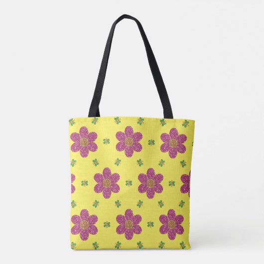 Glitter Daisies en Butterflies Pattern Tote Bag (Achterkant)