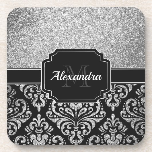 Glitter Damask Bier Onderzetter (Voorkant)
