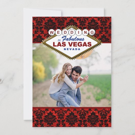 Glitter Damask Las Vegas Foto slaat de datum op Save The Date (Voorkant)