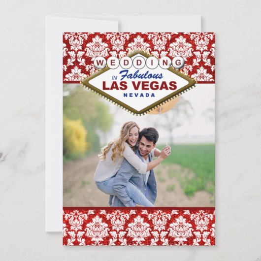 Glitter Damask Las Vegas Foto slaat de datum op Save The Date (Voorkant)