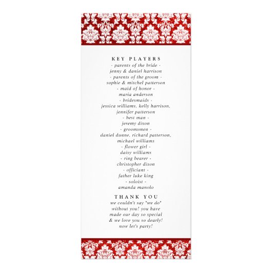 Glitter Damask Las Vegas Wedding Program Reclamekaart (Achterkant)
