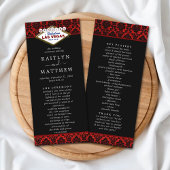 Glitter Damask Las Vegas Wedding Program Reclamekaart