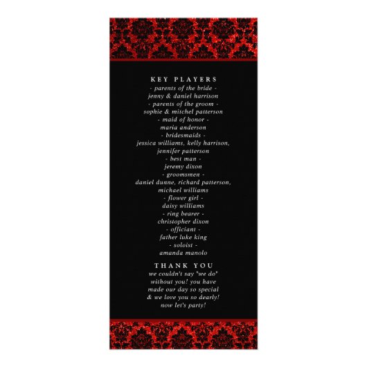 Glitter Damask Las Vegas Wedding Program Reclamekaart (Achterkant)