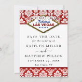 Glitter Damask Las Vegas Wedding Save the Date (Voorkant)