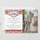 Glitter Damask Las Vegas Wedding Save the Date (Voorkant)