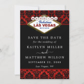 Glitter Damask Las Vegas Wedding Save the Date (Voorkant)