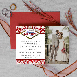 Glitter Damask Las Vegas Wedding Save the Date