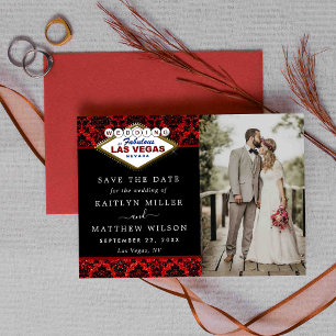 Glitter Damask Las Vegas Wedding Save the Date