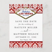 Glitter Damask Las Vegas Wedding Save the Date Aankondigingskaart (Voorkant)